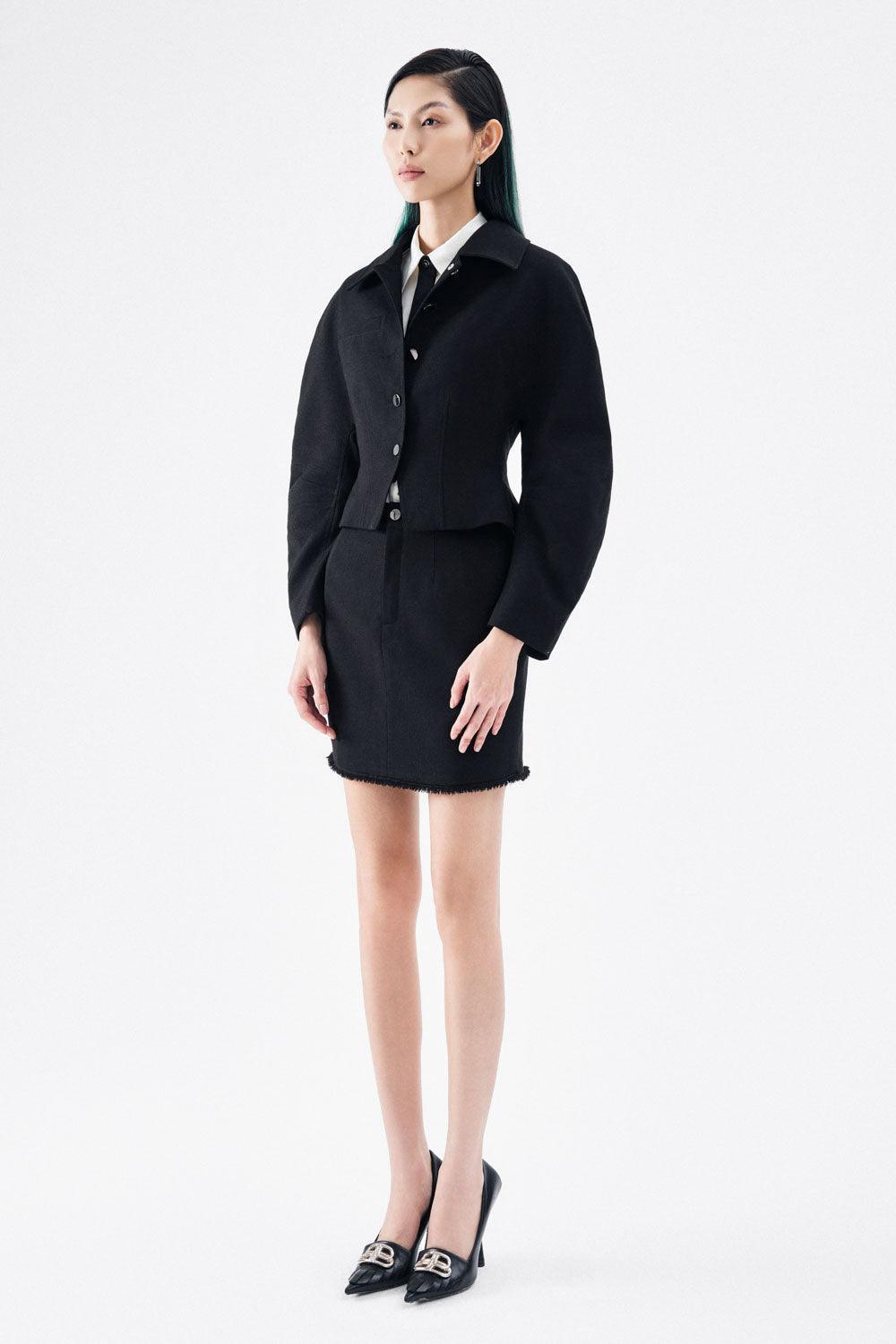 Sophia Fit and Flare Bouffant Sleeved Wool Blend Jacket - MEAN BLVD