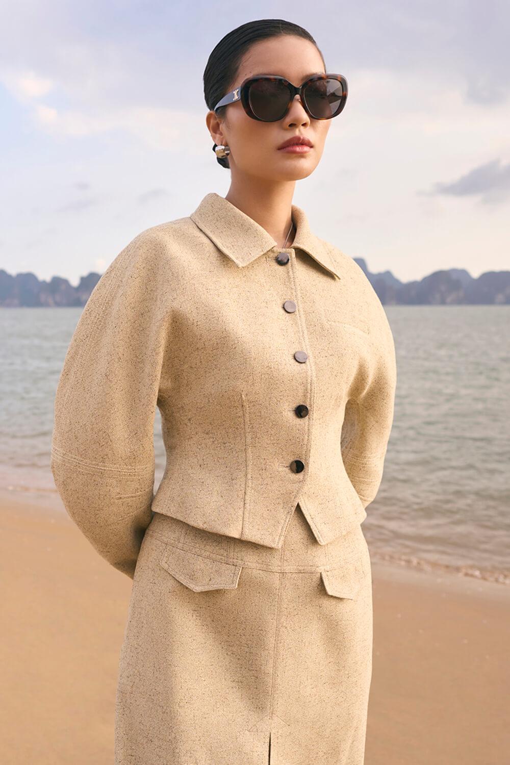 Sophia Fit and Flare Bouffant Sleeved Wool Blend Jacket - MEAN BLVD