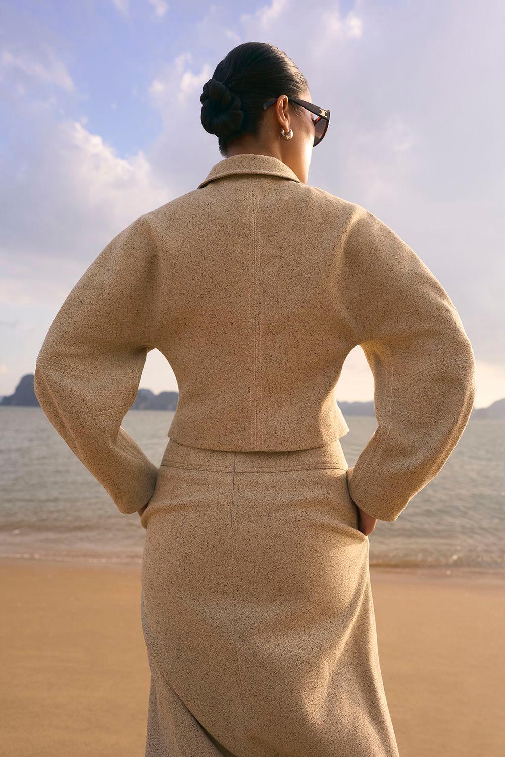 Sophia Fit and Flare Bouffant Sleeved Wool Blend Jacket - MEAN BLVD