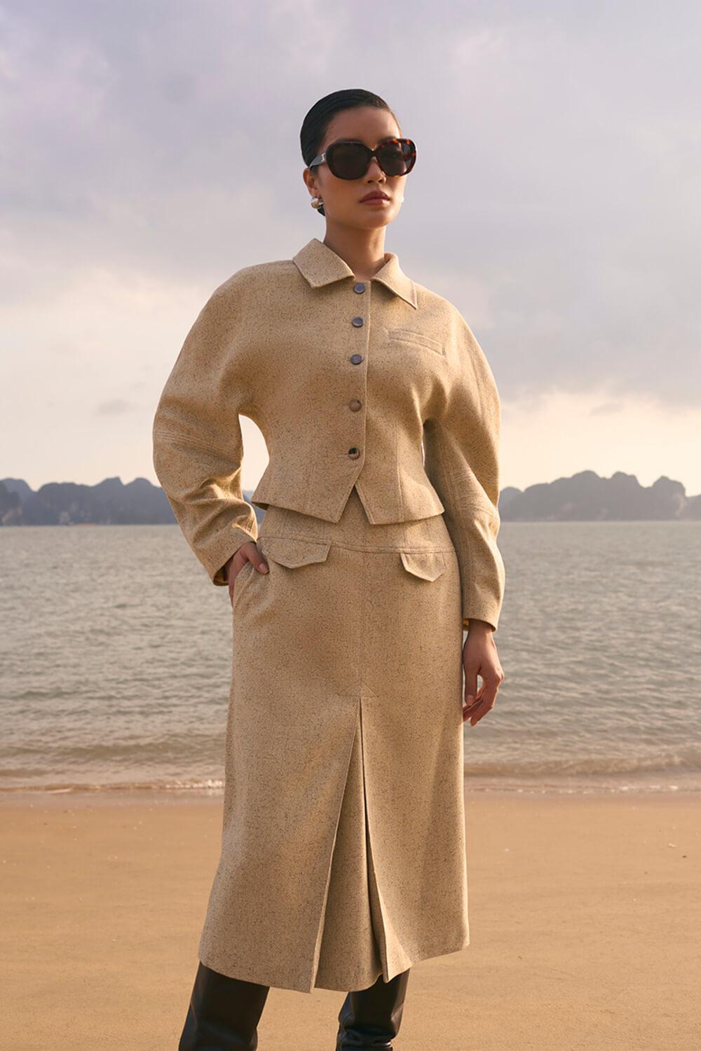 Sophia Fit and Flare Bouffant Sleeved Wool Blend Jacket - MEAN BLVD