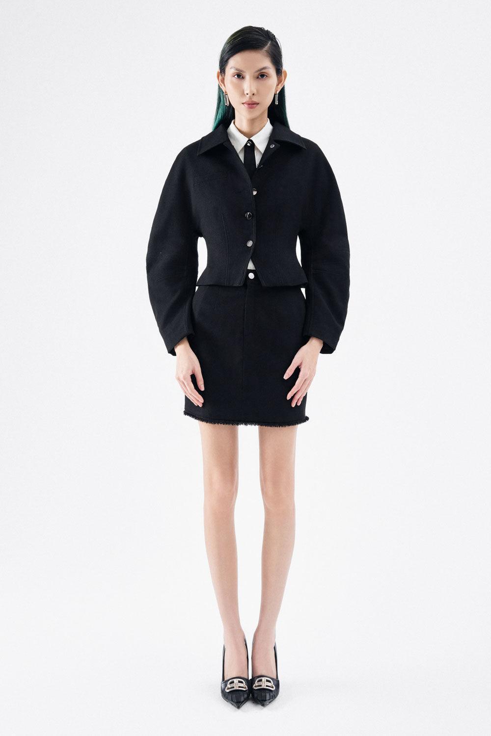 Sophia Fit and Flare Bouffant Sleeved Wool Blend Jacket - MEAN BLVD