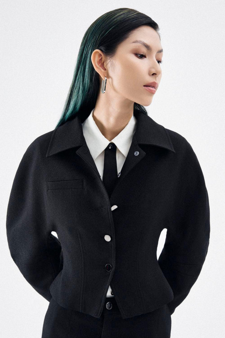 Sophia Fit and Flare Bouffant Sleeved Wool Blend Jacket - MEAN BLVD