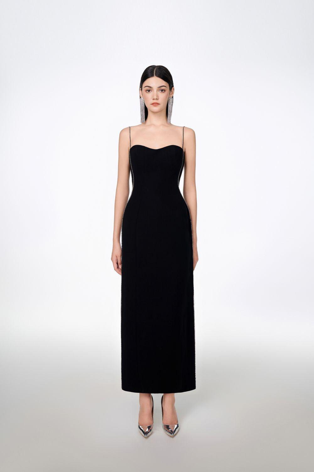 Sophia Straight Sweetheart Neck Crepe Midi Dress - MEAN BLVD