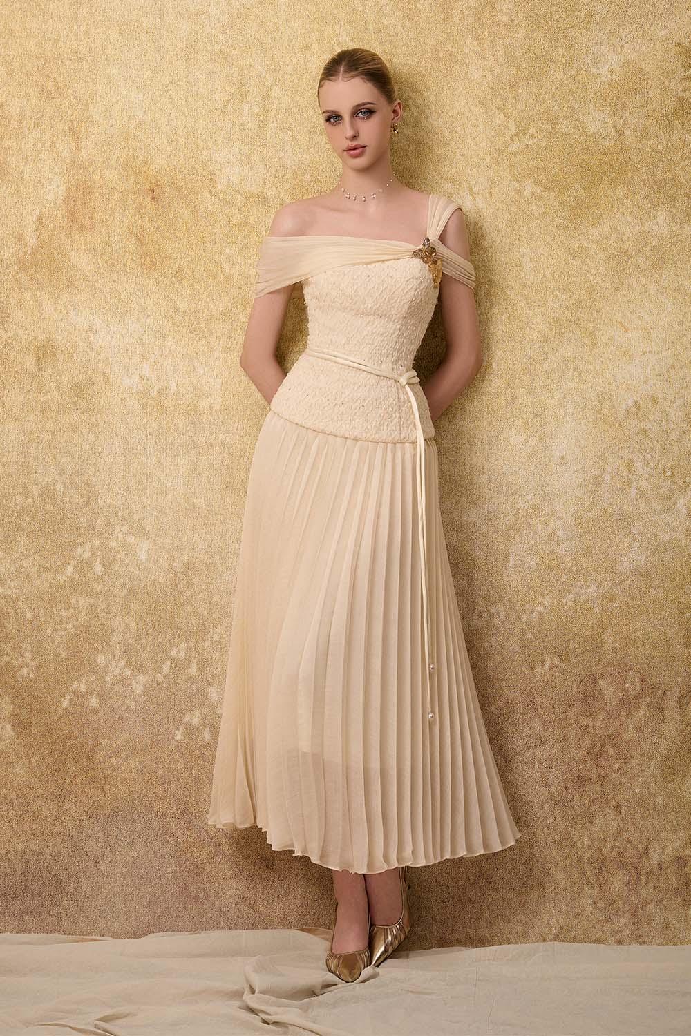 knife pleated dress Toteme Knife-pleated jersey Maxi Dress