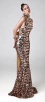 Sparkling Venus Mermaid Halter Neck Sequin Floor Length Dress - MEAN BLVD