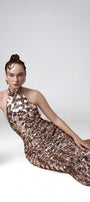 Sparkling Venus Mermaid Halter Neck Sequin Floor Length Dress - MEAN BLVD
