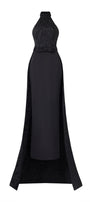 Spectra Halter Sleeveless Silk Floor Length Dress - MEAN BLVD