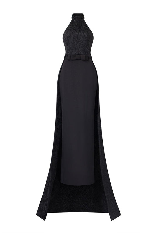 Spectra Halter Sleeveless Silk Floor Length Dress - MEAN BLVD