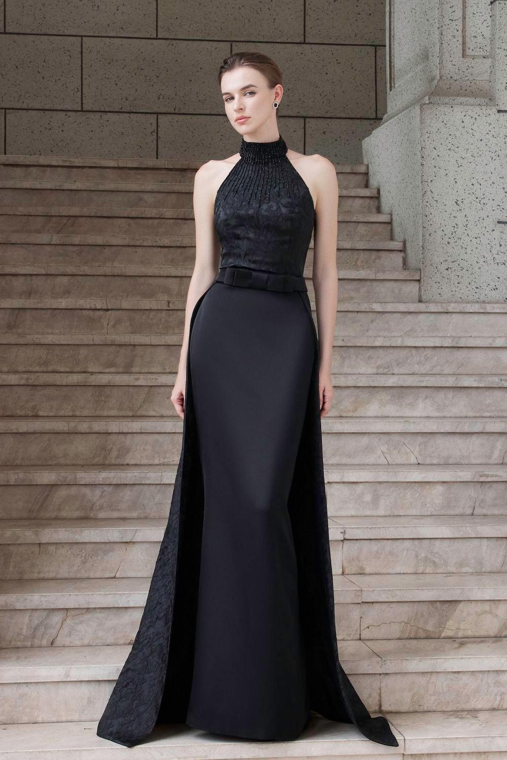 Spectra Halter Sleeveless Silk Floor Length Dress - MEAN BLVD