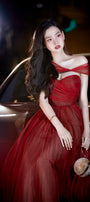 Spina A-line Sweetheart Neck Mesh Maxi Dress - MEAN BLVD