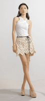 Stanton A-line Wavy Embroidered Lace Mini Skirt - MEAN BLVD