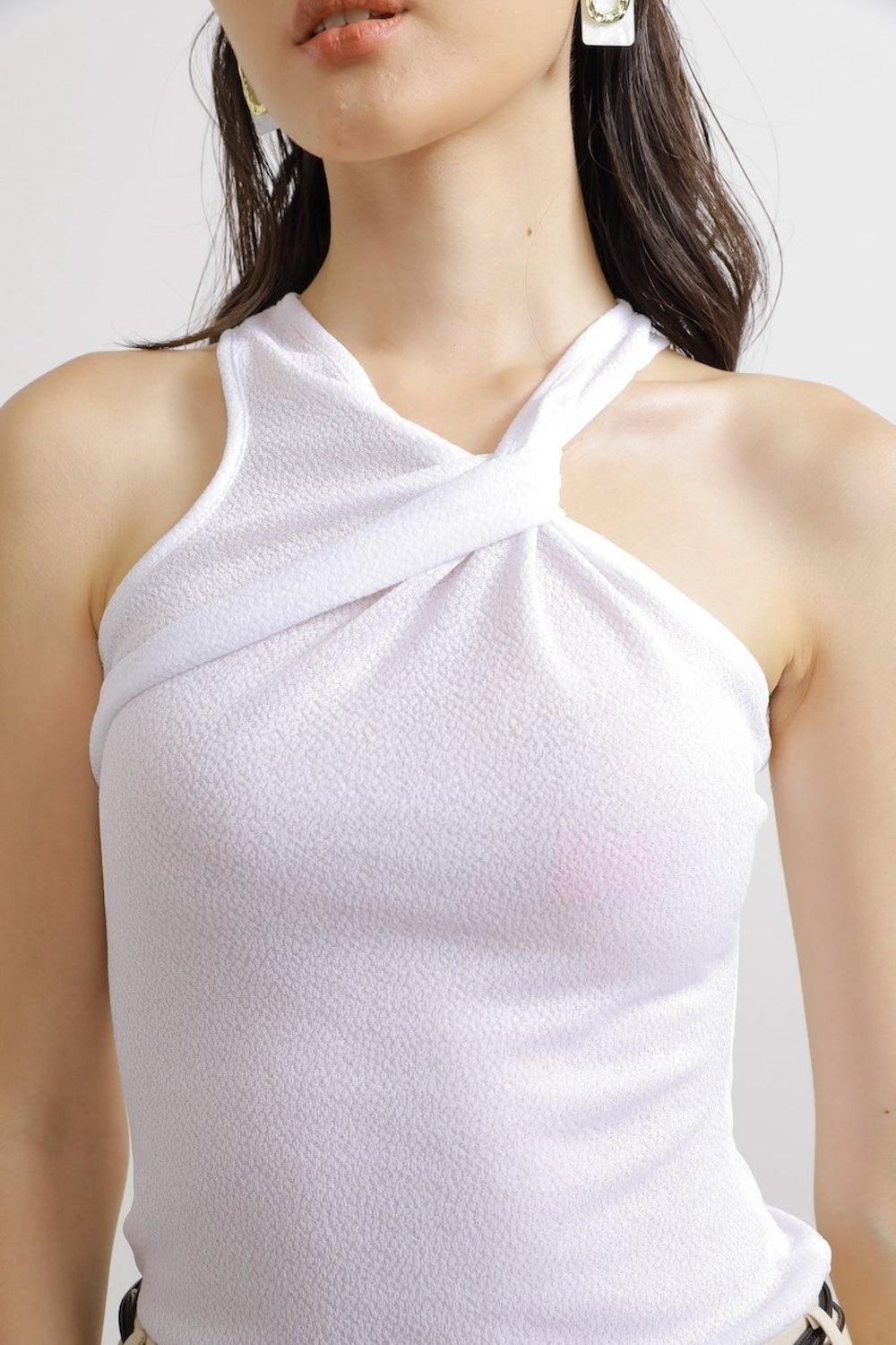 Stanton Bodycon Twisted Foam Spandex Top - MEAN BLVD