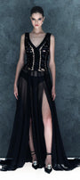 Stardust Slit Sleeveless Silk Chiffon Floor Length Dress - MEAN BLVD