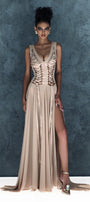 Stardust Slit Sleeveless Silk Chiffon Floor Length Dress - MEAN BLVD