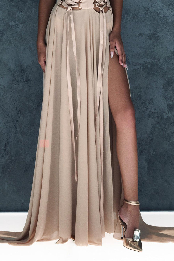 Stardust Slit Sleeveless Silk Chiffon Floor Length Dress - MEAN BLVD