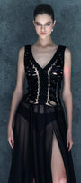 Stardust Slit Sleeveless Silk Chiffon Floor Length Dress - MEAN BLVD