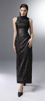 Stargaze Sheath High Neck Poly Silk Ankle Length Dress - MEAN BLVD
