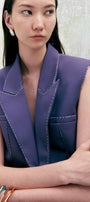 Statement Straight Sleeveless Twill Blazer - MEAN BLVD