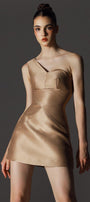 Statuesque A-line One Shoulder Brocade Silk Mini Dress - MEAN BLVD