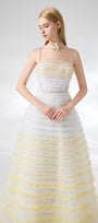 Steele Ball Gown Ruffle Trim Organza Floor Length Dress - MEAN BLVD
