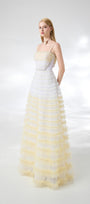 Steele Ball Gown Ruffle Trim Organza Floor Length Dress - MEAN BLVD