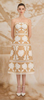 Stella A-line Straight Across Neck Mesh Lace Midi Dress - MEAN BLVD