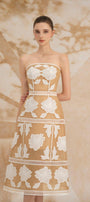 Stella A-line Straight Across Neck Mesh Lace Midi Dress - MEAN BLVD