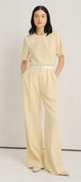 Stewart Straight Contrasting Waistband Polycotton Floor Length Pants - MEAN BLVD