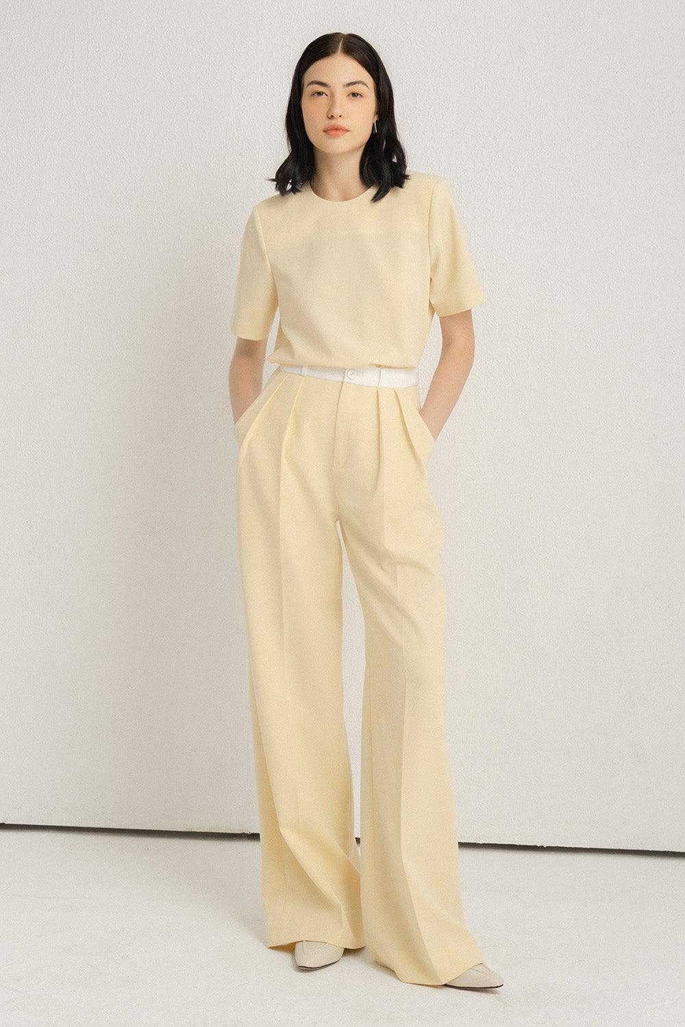 Stewart Straight Contrasting Waistband Polycotton Floor Length Pants - MEAN BLVD