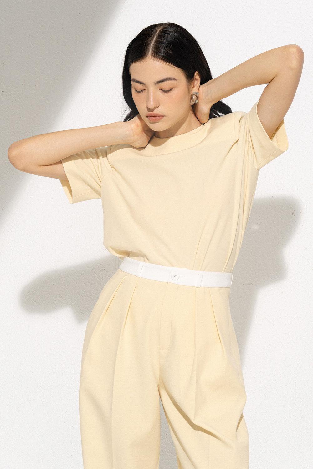 Stewart Straight Contrasting Waistband Polycotton Floor Length Pants - MEAN BLVD