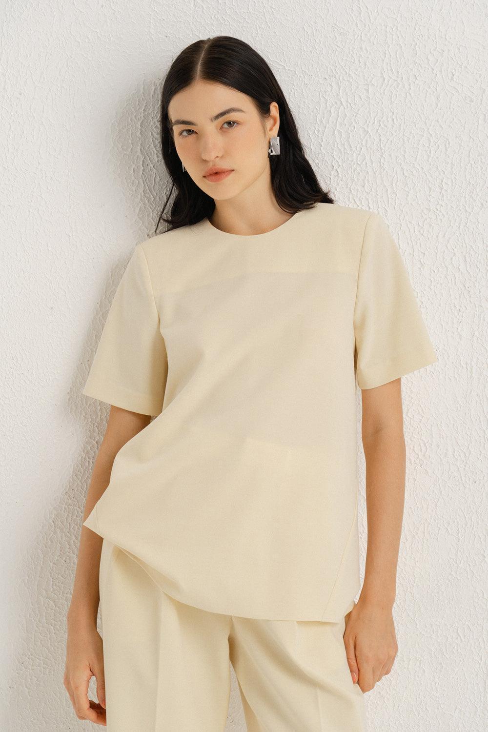 Stewart Straight Short Sleeved Polycotton Top - MEAN BLVD