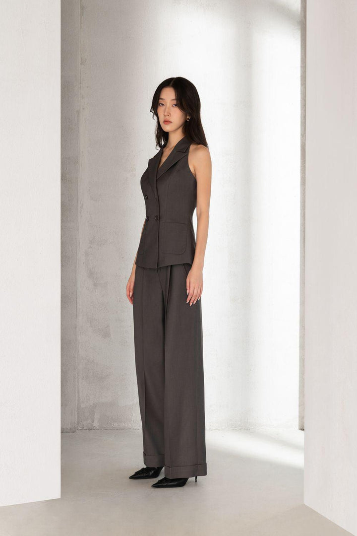 Stormi Straight Ribbed Polycotton Floor Length Trousers - MEAN BLVD