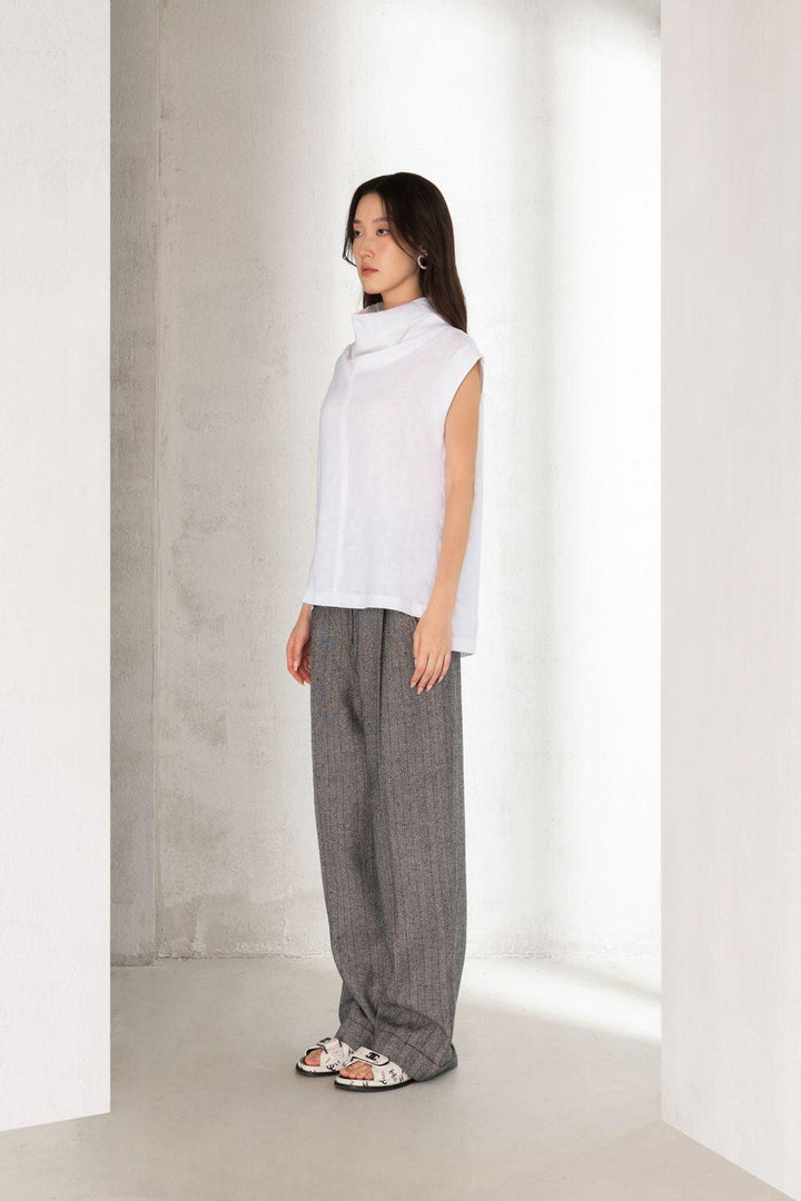 Stormi Straight Ribbed Polycotton Floor Length Trousers - MEAN BLVD