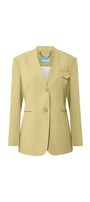 Strawy Straight Collarless Wool Cotton Blazer - MEAN BLVD