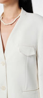Strawy Straight Collarless Wool Cotton Blazer - MEAN BLVD