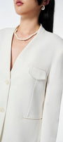 Strawy Straight Collarless Wool Cotton Blazer - MEAN BLVD