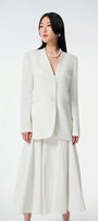 Strawy Straight Collarless Wool Cotton Blazer - MEAN BLVD