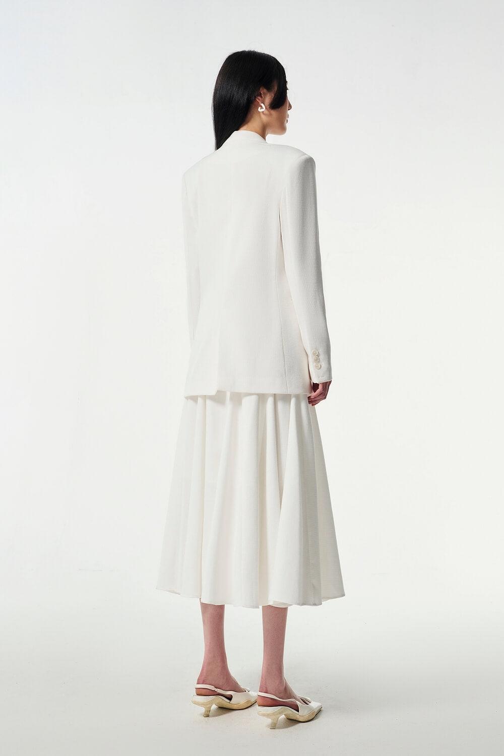 Strawy Straight Collarless Wool Cotton Blazer - MEAN BLVD