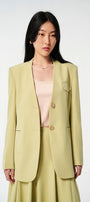 Strawy Straight Collarless Wool Cotton Blazer - MEAN BLVD