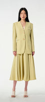 Strawy Straight Collarless Wool Cotton Blazer - MEAN BLVD