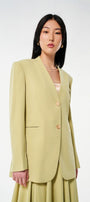 Strawy Straight Collarless Wool Cotton Blazer - MEAN BLVD