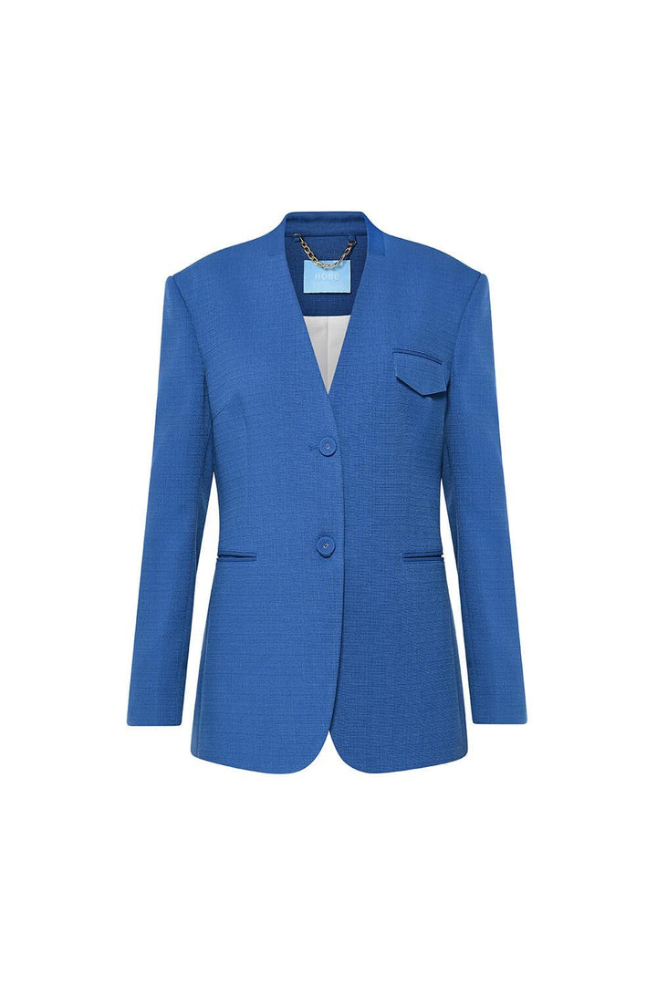 Strawy Straight Collarless Wool Cotton Blazer - MEAN BLVD