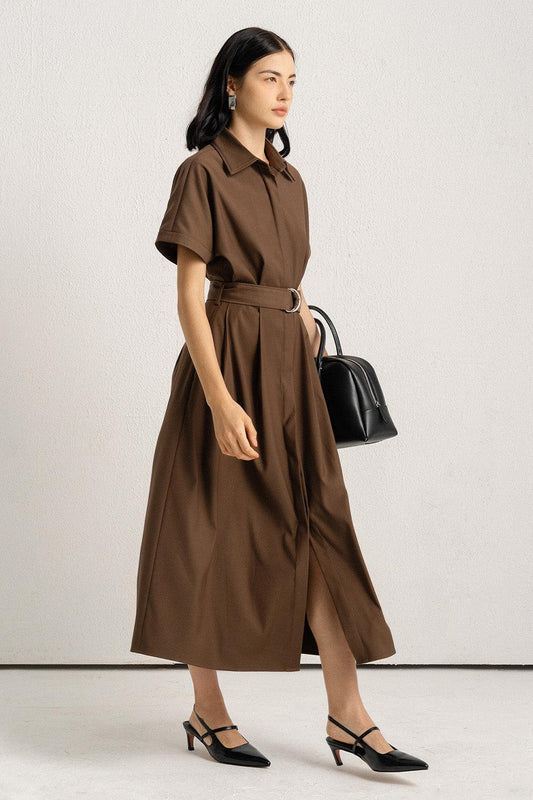 Stuart Shirt Short Sleeved Polycotton Midi Dress - MEAN BLVD