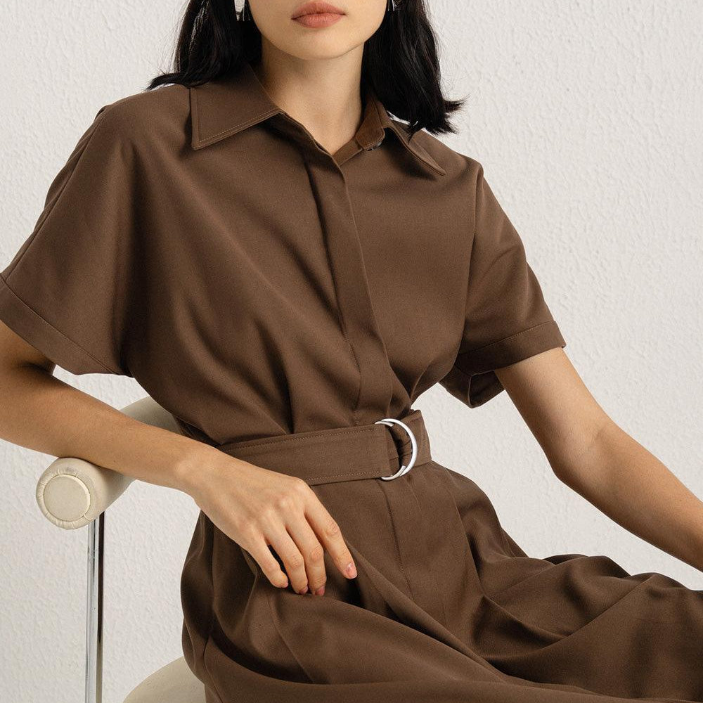 Stuart Shirt Short Sleeved Polycotton Midi Dress - MEAN BLVD