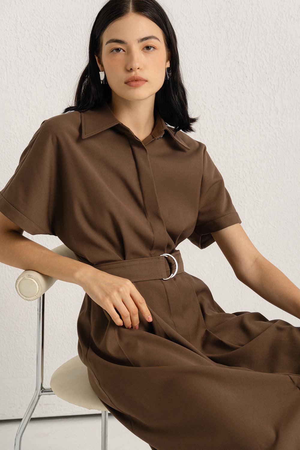 Stuart Shirt Short Sleeved Polycotton Midi Dress - MEAN BLVD