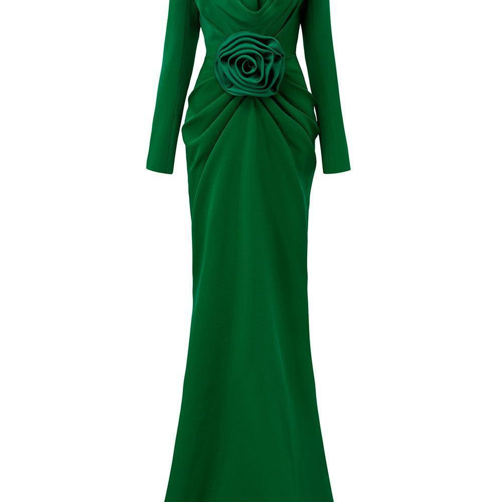 Sunny Sheath Hooded Neck Crepe Floor Length Dress - MEAN BLVD