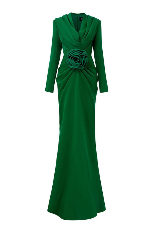 Sunny Sheath Hooded Neck Crepe Floor Length Dress - MEAN BLVD