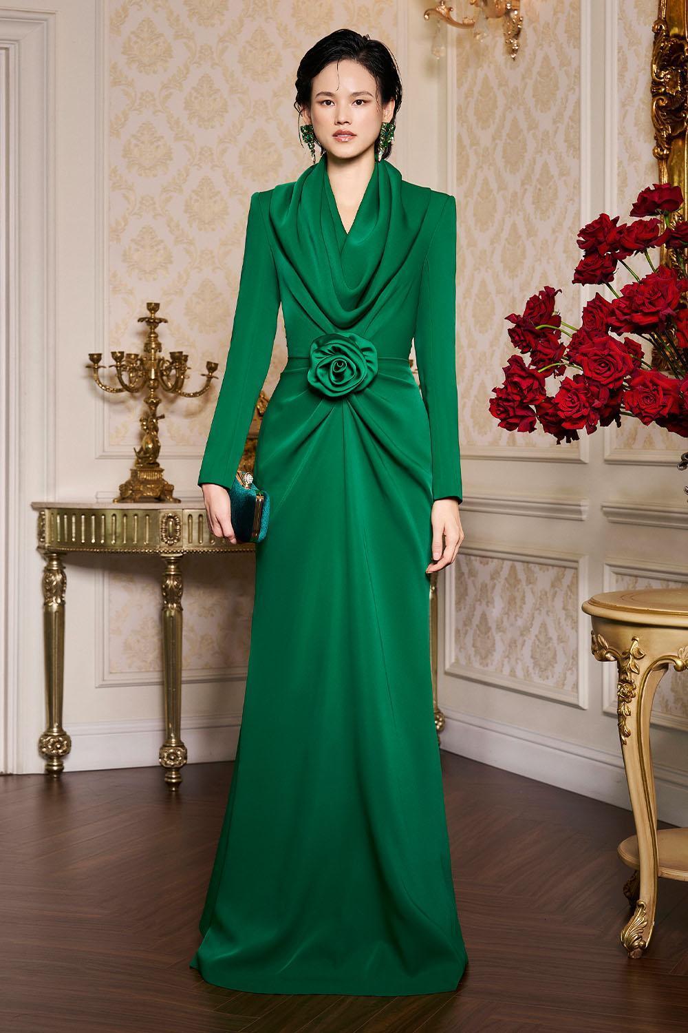 Sunny Sheath Hooded Neck Crepe Floor Length Dress - MEAN BLVD