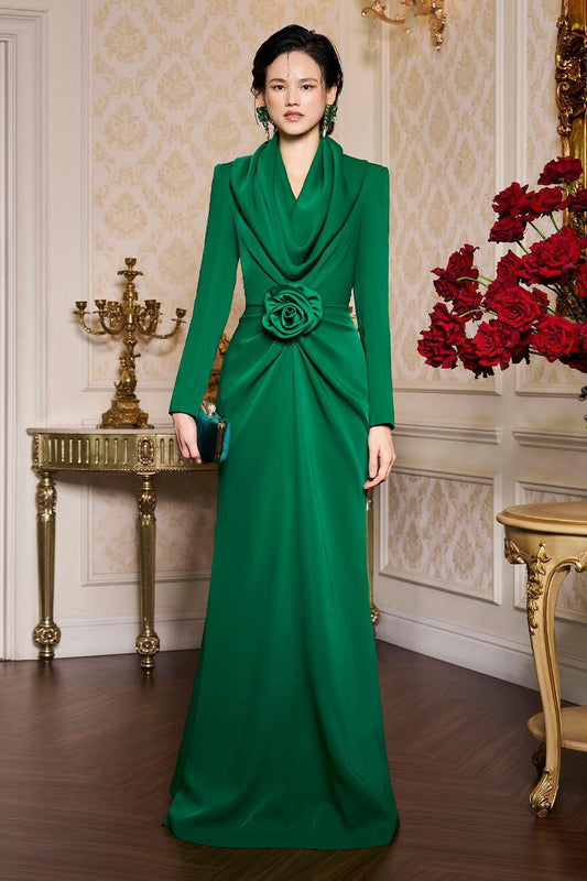 Sunny Sheath Hooded Neck Crepe Floor Length Dress - MEAN BLVD