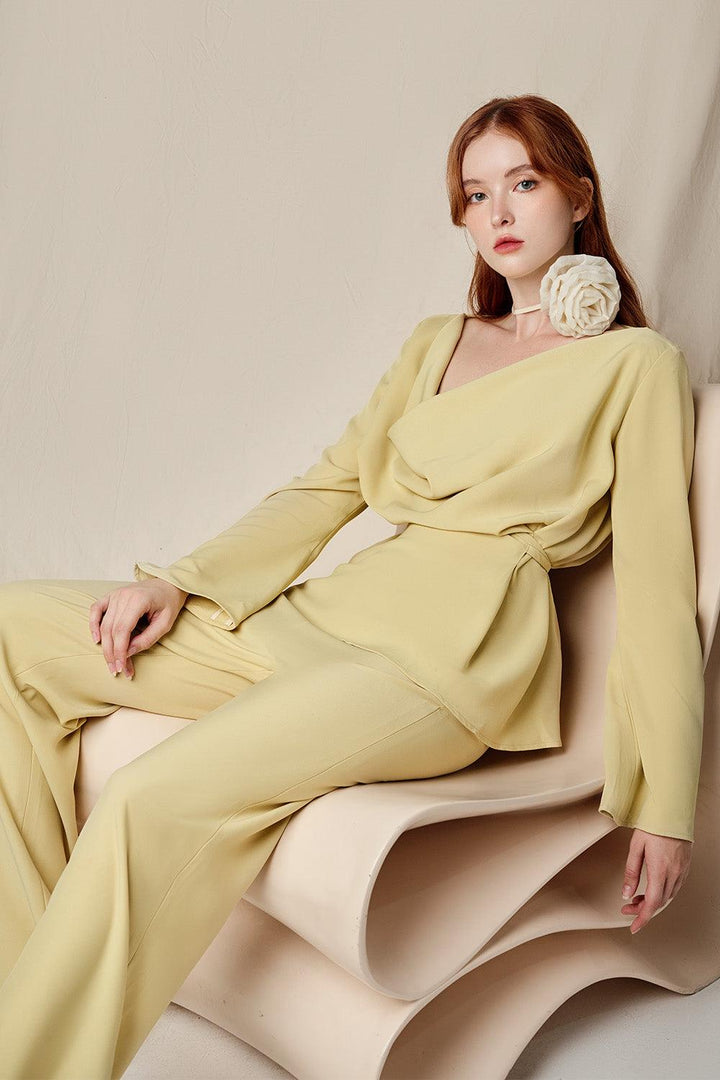 Sunshine Blouson Wide Leg Cotton Silk Floor Length Set - MEAN BLVD